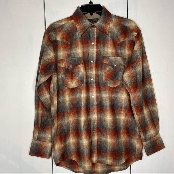 Pendleton Other - Pendleton Canyon plaid virgin wool Perl snap buttons western shirt size S